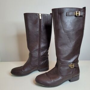 Nine West Suri 2 Brown Faux Leather Riding Boots Size Women's 5